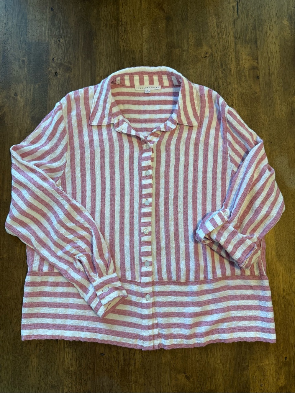 Jane and Delancey Pink & White Striped Button-Down Shirt